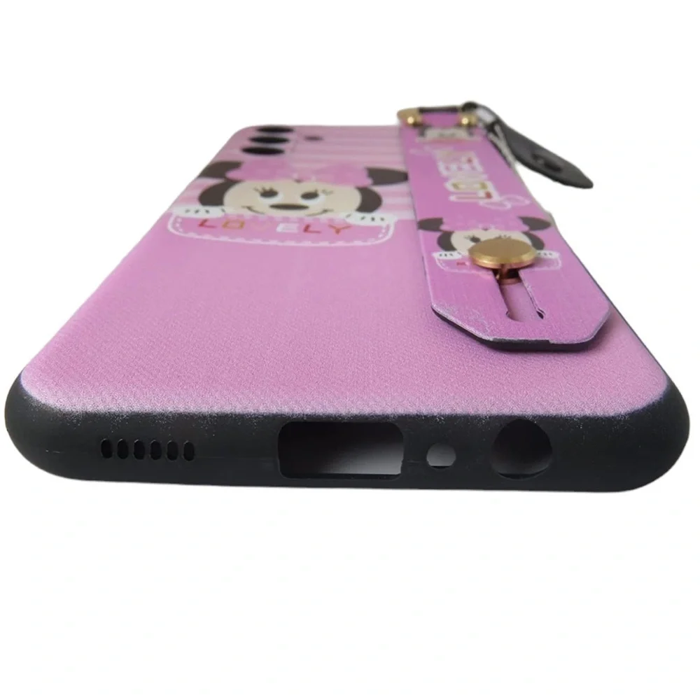 Case Galaxy S21 FE Anime Kawaii Case minnie Mouse Wrist Strap Kickstand Lanyard